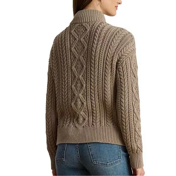 Ralph Lauren Taupe Cable Knit Turtleneck Sweater - Picture 2 of 8